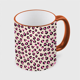 Кружка с полной запечаткой с принтом Леопардовый принт розовый в Курске, керамика | ёмкость 330 мл | Тематика изображения на принте: бежевый | леопард | леопардовый принт | молочный цвет | пятнистый | розовый
