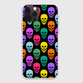 Чехол для iPhone 12 Pro Max с принтом Разноцветные черепа . Готика  в Курске, Силикон |  | готический узор | молодежный | разноцветные черепа | современный | черепа | яркий узор