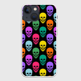 Чехол для iPhone 13 mini с принтом Разноцветные черепа . Готика в Курске,  |  | готический узор | молодежный | разноцветные черепа | современный | черепа | яркий узор