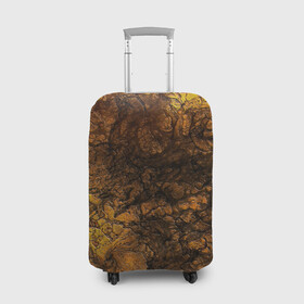 Чехол для чемодана 3D с принтом Желто-черная текстура камня  в Курске, 86% полиэфир, 14% спандекс | двустороннее нанесение принта, прорези для ручек и колес | вулканический | желтый | камень | модный | мрамор | мраморный узор | текстура камня | черный мрамор
