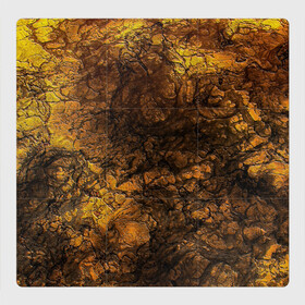 Магнитный плакат 3Х3 с принтом Желто-черная текстура камня  в Курске, Полимерный материал с магнитным слоем | 9 деталей размером 9*9 см | Тематика изображения на принте: вулканический | желтый | камень | модный | мрамор | мраморный узор | текстура камня | черный мрамор