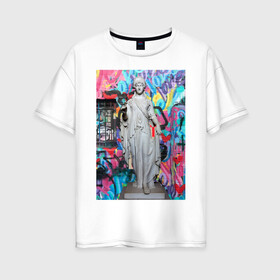 Женская футболка хлопок Oversize с принтом Venus Callipiga в Курске, 100% хлопок | свободный крой, круглый ворот, спущенный рукав, длина до линии бедер
 | афродита книдская | брызги | венера каллипига | венера медицейская | венера милосская | граффити | кляксы | краска | скульптура | статуя | узоры | уличный стиль