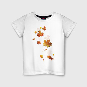 Детская футболка хлопок с принтом Пришла осень золотая  в Курске, 100% хлопок | круглый вырез горловины, полуприлегающий силуэт, длина до линии бедер | клен | кленовые листья | листопад | листья | осень