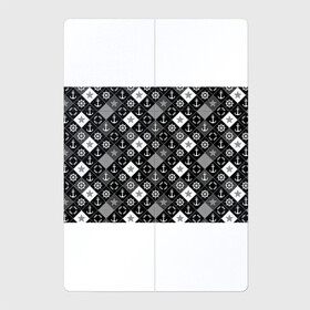 Магнитный плакат 2Х3 с принтом Черно-белый морской плед в Курске, Полимерный материал с магнитным слоем | 6 деталей размером 9*9 см | для мальчика | клетка | модный | молодежный | море | морской | пэчворк | черно белый узор | штурвал