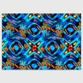 Поздравительная открытка с принтом Желто-синий абстрактный узор  в Курске, 100% бумага | плотность бумаги 280 г/м2, матовая, на обратной стороне линовка и место для марки
 | геометрический | желтый | модный | плетение | синий | современный | яркий синий