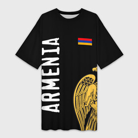 Платье-футболка 3D с принтом ARMENIA в Курске,  |  | armenia | армения | герб | лев и орел | лого | символ | флаг | флаг и герб армении