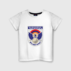 Детская футболка хлопок с принтом Вооруженные силы Армении в Курске, 100% хлопок | круглый вырез горловины, полуприлегающий силуэт, длина до линии бедер | armenia | армения | армия армении | вооруженные силы армении | герб | лого | символ | флаг | флаг и герб армении