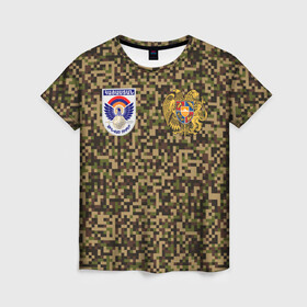Женская футболка 3D с принтом Вооруженные силы Армении в Курске, 100% полиэфир ( синтетическое хлопкоподобное полотно) | прямой крой, круглый вырез горловины, длина до линии бедер | armenia | армения | армия армении | вооруженные силы армении | вс армении | герб | лого | символ | флаг | флаг и герб армении