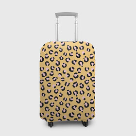 Чехол для чемодана 3D с принтом Желтый леопардовый принт в Курске, 86% полиэфир, 14% спандекс | двустороннее нанесение принта, прорези для ручек и колес | Тематика изображения на принте: желтый | леопардовый принт | паттерн | пятна | пятнистый | розовый | текстура