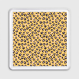 Магнит 55*55 с принтом Желтый леопардовый принт в Курске, Пластик | Размер: 65*65 мм; Размер печати: 55*55 мм | желтый | леопардовый принт | паттерн | пятна | пятнистый | розовый | текстура