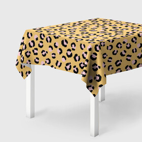 Скатерть 3D с принтом Желтый леопардовый принт в Курске, 100% полиэстер (ткань не мнется и не растягивается) | Размер: 150*150 см | Тематика изображения на принте: желтый | леопардовый принт | паттерн | пятна | пятнистый | розовый | текстура