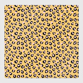 Магнитный плакат 3Х3 с принтом Желтый леопардовый принт в Курске, Полимерный материал с магнитным слоем | 9 деталей размером 9*9 см | Тематика изображения на принте: желтый | леопардовый принт | паттерн | пятна | пятнистый | розовый | текстура