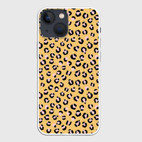 Чехол для iPhone 13 mini с принтом Желтый леопардовый принт в Курске,  |  | желтый | леопардовый принт | паттерн | пятна | пятнистый | розовый | текстура