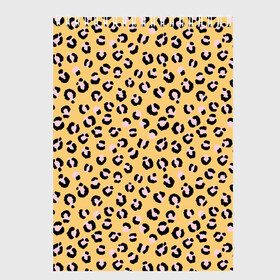 Скетчбук с принтом Желтый леопардовый принт в Курске, 100% бумага
 | 48 листов, плотность листов — 100 г/м2, плотность картонной обложки — 250 г/м2. Листы скреплены сверху удобной пружинной спиралью | Тематика изображения на принте: желтый | леопардовый принт | паттерн | пятна | пятнистый | розовый | текстура