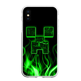 Чехол для iPhone XS Max матовый с принтом MINECRAFT TEXTURE FIRE в Курске, Силикон | Область печати: задняя сторона чехла, без боковых панелей | creeper | fire | game | minecraft | железо | игра | компьютерная | крипер | криппер | майн | майнкрафт | огонь | пламя | текстура