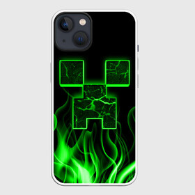 Чехол для iPhone 13 с принтом MINECRAFT TEXTURE FIRE в Курске,  |  | creeper | fire | game | minecraft | железо | игра | компьютерная | крипер | криппер | майн | майнкрафт | огонь | пламя | текстура