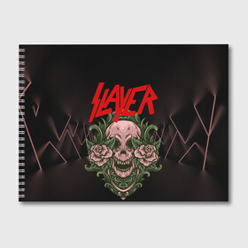 Альбом для рисования с принтом SLAYER | УБИЙЦА (Z) в Курске, 100% бумага
 | матовая бумага, плотность 200 мг. | Тематика изображения на принте: rock | slayer | грув метал | джеф ханнем | керри кинг | ню метал | рок | трэш метал