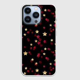 Чехол для iPhone 13 Pro с принтом Блестящие звезды на черном в Курске,  |  | Тематика изображения на принте: абстрактный | блеск | детский | женский | звезды | золото | золотые звезды