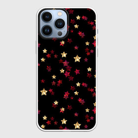 Чехол для iPhone 13 Pro Max с принтом Блестящие звезды на черном в Курске,  |  | абстрактный | блеск | детский | женский | звезды | золото | золотые звезды