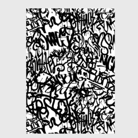 Скетчбук с принтом Graffiti black on white в Курске, 100% бумага
 | 48 листов, плотность листов — 100 г/м2, плотность картонной обложки — 250 г/м2. Листы скреплены сверху удобной пружинной спиралью | Тематика изображения на принте: абстракция | граффити | надписи | надписи текстура | паттерн граффити | текстура | текстура граффити | шрифт
