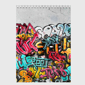 Скетчбук с принтом Graffiti on the wall в Курске, 100% бумага
 | 48 листов, плотность листов — 100 г/м2, плотность картонной обложки — 250 г/м2. Листы скреплены сверху удобной пружинной спиралью | абстракция | граффити | надписи | надписи текстура | паттерн граффити | текстура | текстура граффити | шрифт