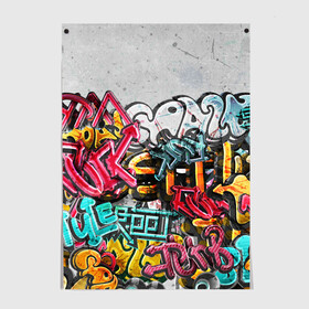 Постер с принтом Graffiti on the wall в Курске, 100% бумага
 | бумага, плотность 150 мг. Матовая, но за счет высокого коэффициента гладкости имеет небольшой блеск и дает на свету блики, но в отличии от глянцевой бумаги не покрыта лаком | абстракция | граффити | надписи | надписи текстура | паттерн граффити | текстура | текстура граффити | шрифт