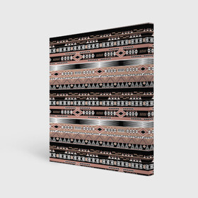 Холст квадратный с принтом Полосатый этнический орнамент  в Курске, 100% ПВХ |  | Тематика изображения на принте: абстрактный | геометрические фигуры | коричневый | полосатый узор | полосы | черный и коричневый | этнический