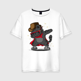 Женская футболка хлопок Oversize с принтом Дэбкот в Курске, 100% хлопок | свободный крой, круглый ворот, спущенный рукав, длина до линии бедер
 | иллюстрация | котенок | котик | кошак | стильный кот