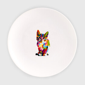 Тарелка с принтом Разноцветный кот в Курске, фарфор | диаметр - 210 мм
диаметр для нанесения принта - 120 мм | Тематика изображения на принте: colorful | иллюстрация | кот | котенок | котик