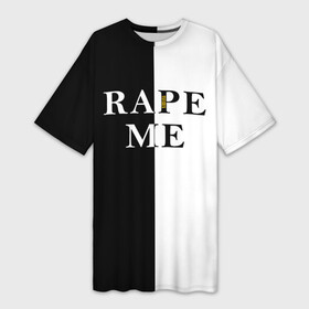 Платье-футболка 3D с принтом Rape Me | Kurt Cobain (+спина) (Z) в Курске,  |  | cobain | kurt | kurt donald cobain | nirvana | rape me | rock | smile | альтернативный рок | гранж | дэйв грол | крист новоселич | курт кобейн | нирвана | рок | смайл