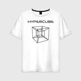 Женская футболка хлопок Oversize с принтом Гиперкуб в Курске, 100% хлопок | свободный крой, круглый ворот, спущенный рукав, длина до линии бедер
 | геометрия | гиперкуб | математика | студенты | фигуры