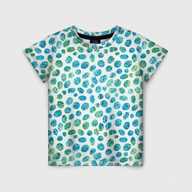 Детская футболка 3D с принтом Драгоценные зеленые камешки в Курске, 100% гипоаллергенный полиэфир | прямой крой, круглый вырез горловины, длина до линии бедер, чуть спущенное плечо, ткань немного тянется | абстракция | блестящие | драгоценные камни | зеленый | изумрудный | пятна
