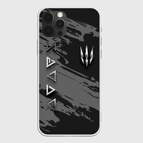 Чехол для iPhone 12 Pro с принтом THE WITCHER SILVER LOGO в Курске, силикон | область печати: задняя сторона чехла, без боковых панелей | Тематика изображения на принте: the witcher | ведьмак | витчер | зе витчер | зе вичер | игра | компьютерная игра | лого | логотип | серебро