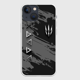 Чехол для iPhone 13 mini с принтом THE WITCHER SILVER LOGO в Курске,  |  | the witcher | ведьмак | витчер | зе витчер | зе вичер | игра | компьютерная игра | лого | логотип | серебро