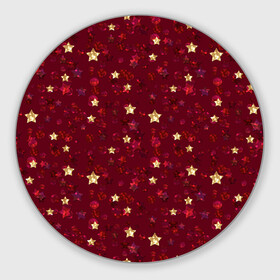 Коврик для мышки круглый с принтом Россыпи золотых звезд в Курске, резина и полиэстер | круглая форма, изображение наносится на всю лицевую часть | блеск | блестящий | детский | звезды | золото | золотой и красный | красный | модный