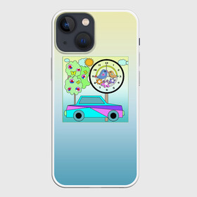 Чехол для iPhone 13 mini с принтом Яркая аппликация для мальчика в Курске,  |  | автомобиль | аппликация | деревья | детский | для мальчика | иллюстрация | малышам | машина | часы