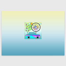 Поздравительная открытка с принтом Яркая аппликация для мальчика  в Курске, 100% бумага | плотность бумаги 280 г/м2, матовая, на обратной стороне линовка и место для марки
 | автомобиль | аппликация | деревья | детский | для мальчика | иллюстрация | малышам | машина | часы