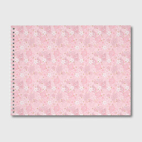 Альбом для рисования с принтом Нежно розовые цветы с блеском в Курске, 100% бумага
 | матовая бумага, плотность 200 мг. | блеск | блестки | детский | золото | малышам | нежно розовый | розовые цветы | розовый и золотой