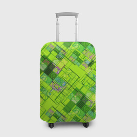 Чехол для чемодана 3D с принтом Ярко-зеленый абстрактный узор в Курске, 86% полиэфир, 14% спандекс | двустороннее нанесение принта, прорези для ручек и колес | абстрактный | геометрический | детский | зеленый неоновый | креативный | модный | молодежный | неоновый | яркий зеленый