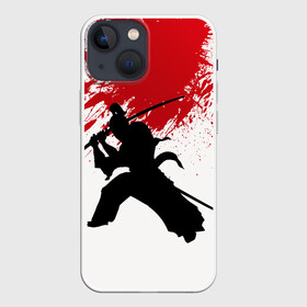 Чехол для iPhone 13 mini с принтом УДАР НИНДЗЯ в Курске,  |  | blood | japan | ninja | samurai | брызги | катана | кимоно | костюм | кровь | меч | ниндзя | рана | самурай | япония