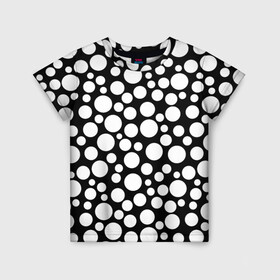 Детская футболка 3D с принтом Черно-белый горох в Курске, 100% гипоаллергенный полиэфир | прямой крой, круглый вырез горловины, длина до линии бедер, чуть спущенное плечо, ткань немного тянется | в горошек | горох | детский | женский | модный | ретро | черно белый