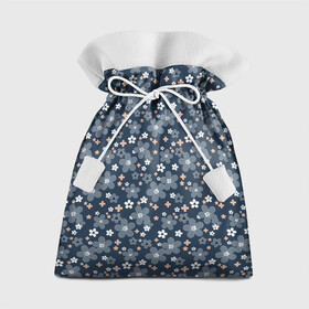 Подарочный 3D мешок с принтом Синий цветочный узор  в Курске, 100% полиэстер | Размер: 29*39 см | деревенский | детский | для девочек | женский | ретро | синий | цветочный узор | цветы