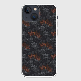 Чехол для iPhone 13 mini с принтом Серо коричневый цветочный узор в Курске,  |  | абстрактные цветы | женский | коричневый | модный | серый | цветочный | цветы