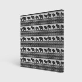 Холст квадратный с принтом Черно-белый узор слоны в Курске, 100% ПВХ |  | африканский | монохромный узор | орнамент | полосы | серый | серый и черный | слоны | этнический