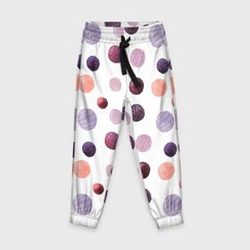 Детские брюки 3D с принтом Акварельные сиреневые круги в Курске, 100% полиэстер | манжеты по низу, эластичный пояс регулируется шнурком, по бокам два кармана без застежек, внутренняя часть кармана из мелкой сетки | акварель | круги | розовый | сиреневый | фиолетовый