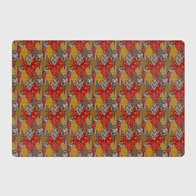 Магнитный плакат 3Х2 с принтом Осенний пэчворк в Курске, Полимерный материал с магнитным слоем | 6 деталей размером 9*9 см | деревенский | для дома | заплатки | лоскуты | модный | оранжевый | пэчворк | рыжий | фольклор