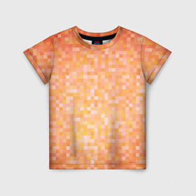 Детская футболка 3D с принтом Оранжевая пиксель абстракция в Курске, 100% гипоаллергенный полиэфир | прямой крой, круглый вырез горловины, длина до линии бедер, чуть спущенное плечо, ткань немного тянется | Тематика изображения на принте: halloween | pixel art | абстракция | оранжевый | осенний | пиксели | пиксель арт | пиксельный | рыжий | хэллоуин