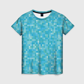 Женская футболка 3D с принтом Бирюзовая пиксель абстракция в Курске, 100% полиэфир ( синтетическое хлопкоподобное полотно) | прямой крой, круглый вырез горловины, длина до линии бедер | pixel art | абстракция | бирюзовый | изумрудный | пиксели | пиксель арт | пиксельный