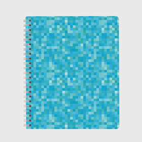 Тетрадь с принтом Бирюзовая пиксель абстракция в Курске, 100% бумага | 48 листов, плотность листов — 60 г/м2, плотность картонной обложки — 250 г/м2. Листы скреплены сбоку удобной пружинной спиралью. Уголки страниц и обложки скругленные. Цвет линий — светло-серый
 | pixel art | абстракция | бирюзовый | изумрудный | пиксели | пиксель арт | пиксельный