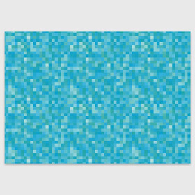 Поздравительная открытка с принтом Бирюзовая пиксель абстракция в Курске, 100% бумага | плотность бумаги 280 г/м2, матовая, на обратной стороне линовка и место для марки
 | pixel art | абстракция | бирюзовый | изумрудный | пиксели | пиксель арт | пиксельный